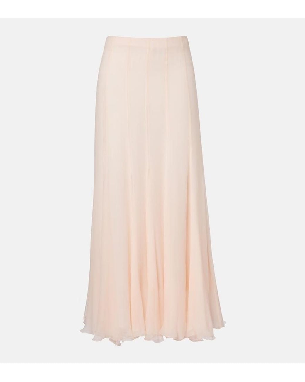 Chloé Pink Pleated Silk Muslin Maxi Skirt