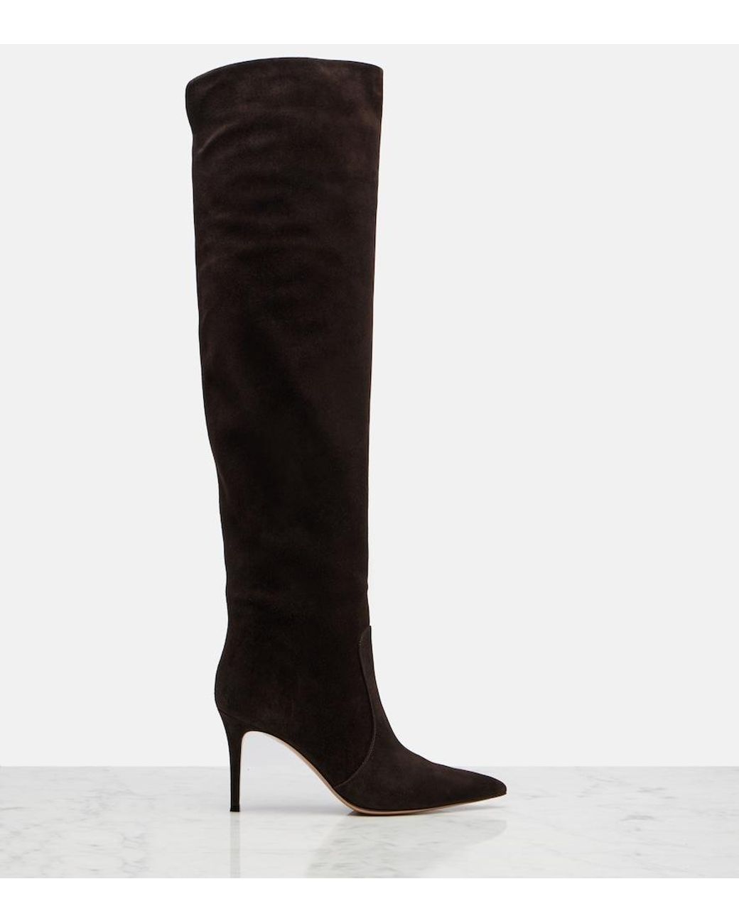 Gianvito Rossi Black Hansen Suede Knee-High Boots