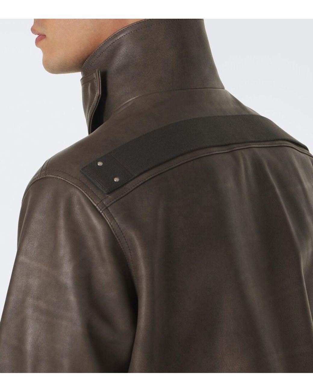 Rick Owens Brown Tower Alice Leather Jacket for men