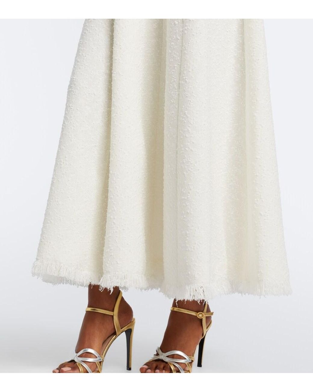 Oscar de la Renta White Tweed Midi Dress