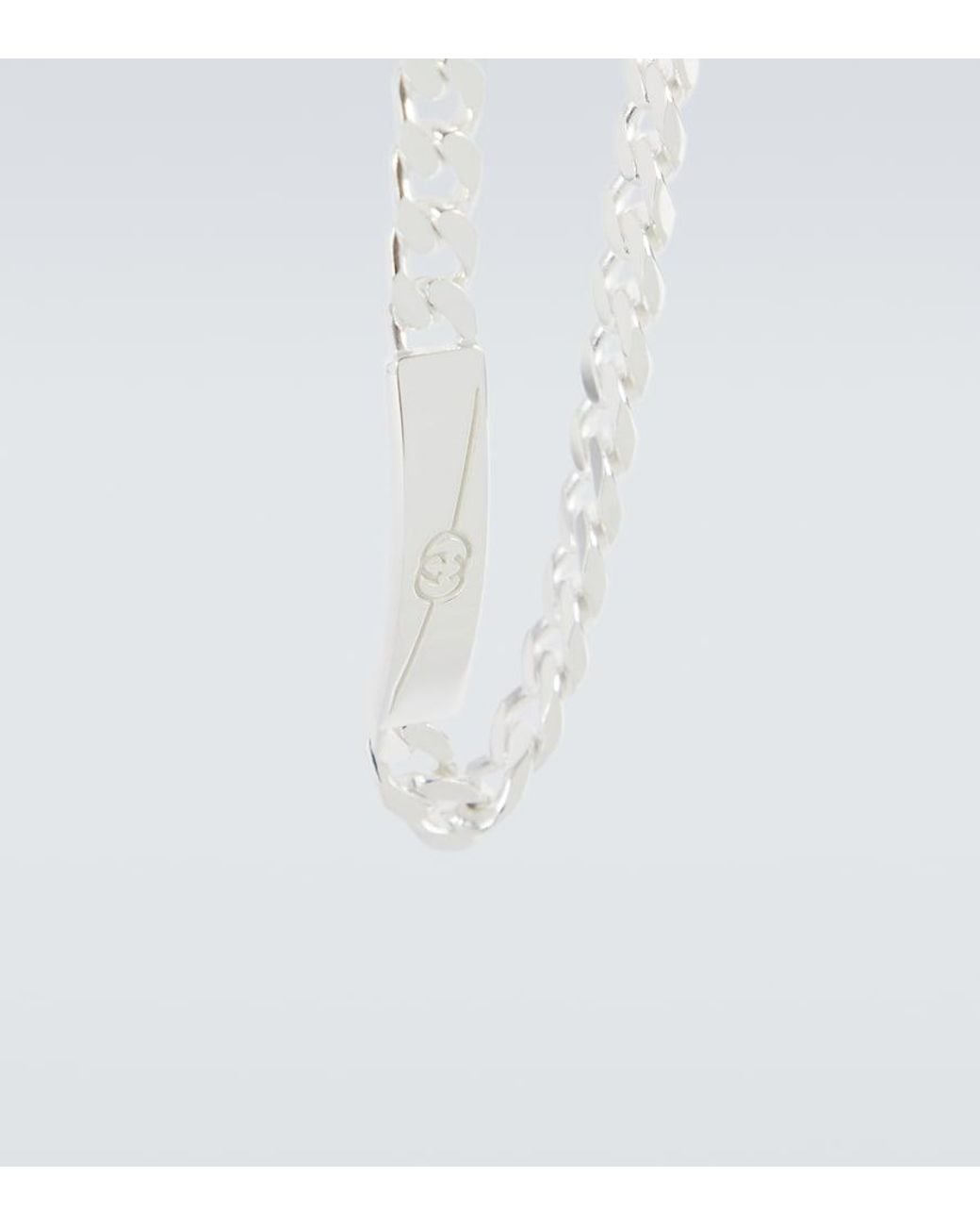 Gucci Metallic Tag Gourmette Chain Bracelet for men