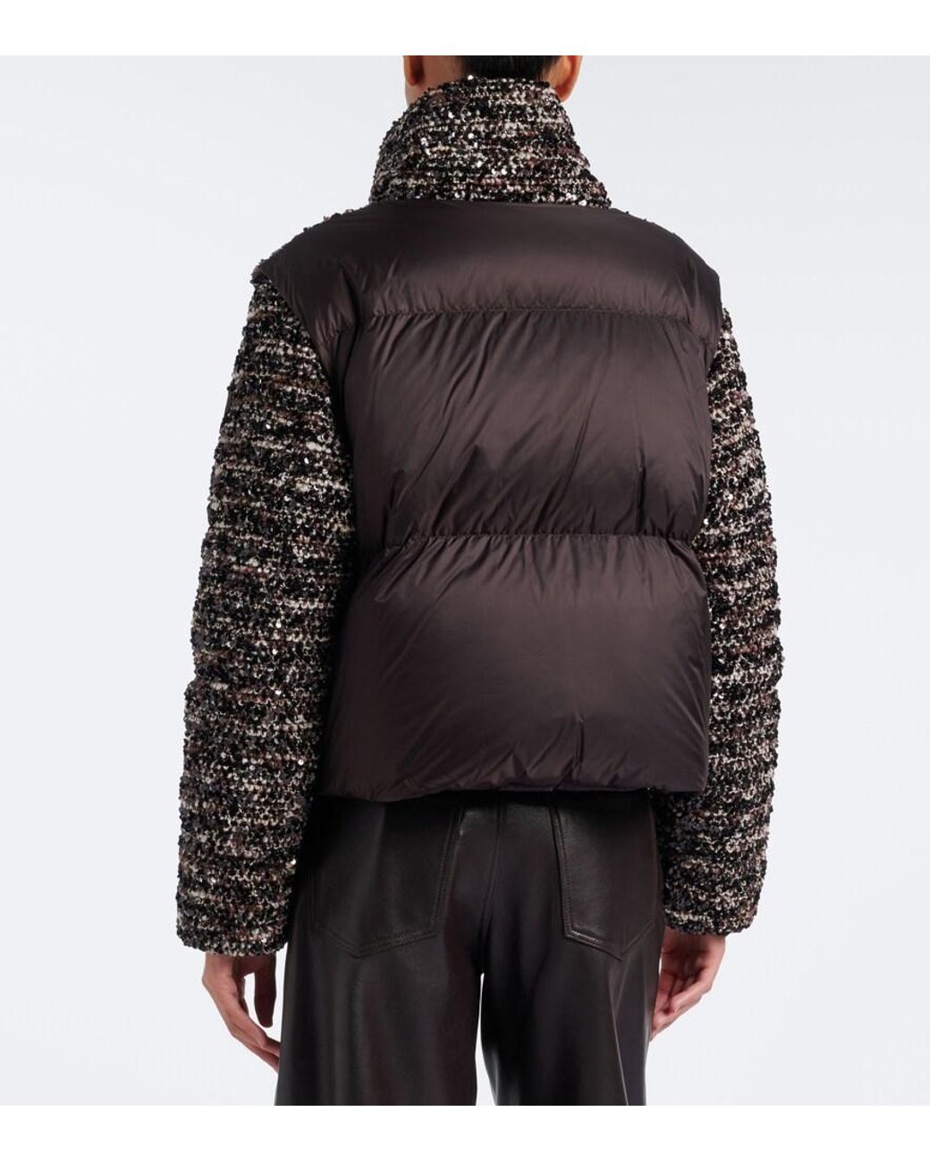 Moncler Black Poetique Sequined Boucle Down Jacket