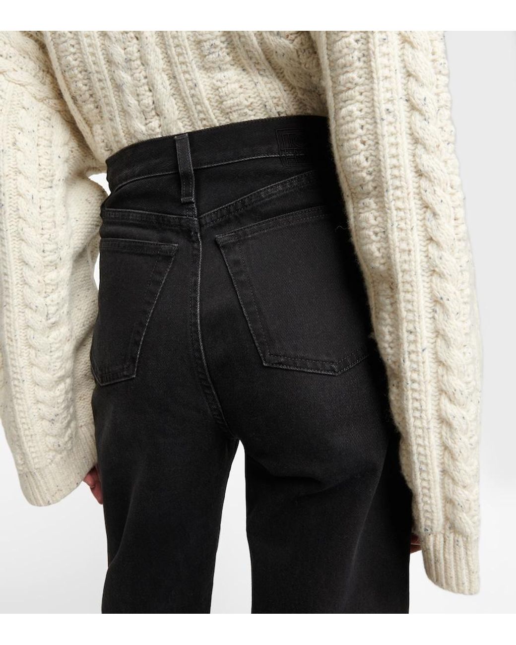 Totême  Black High-Rise Straight Jeans