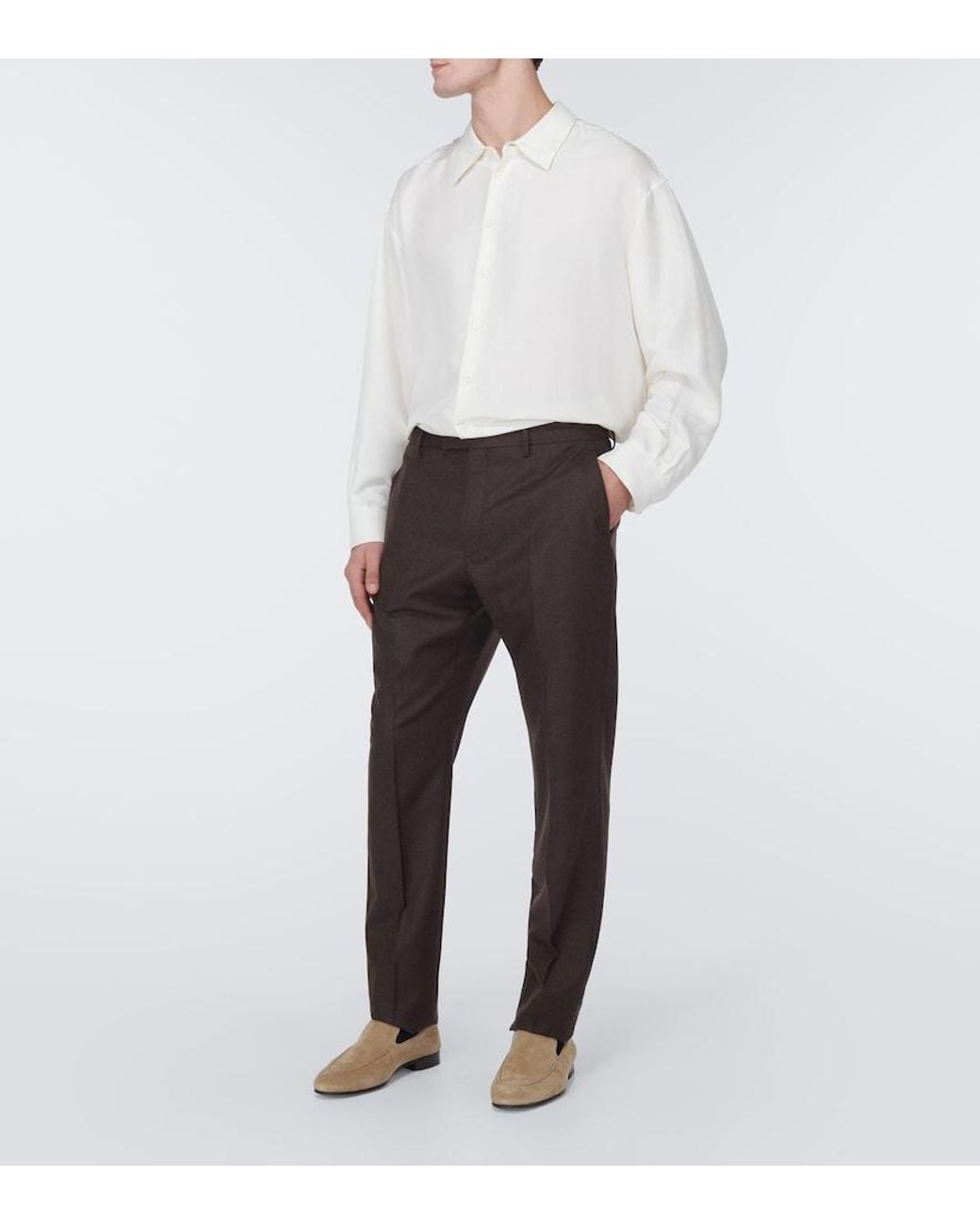Manolo Blahnik White Truro Suede Loafers for men
