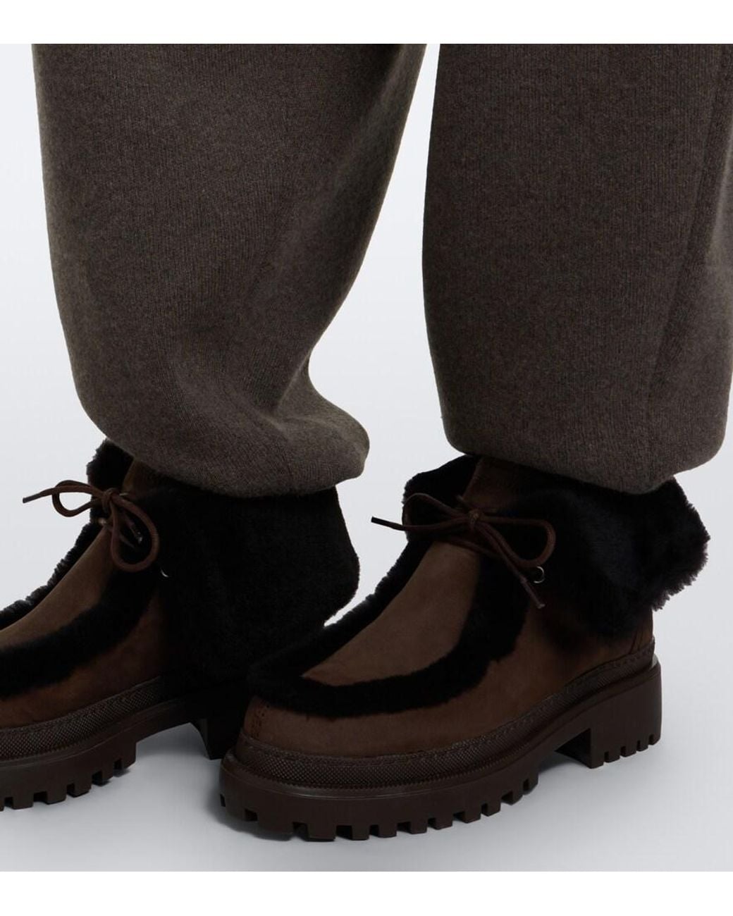 Yves Salomon Black Shearling-Lined Suede Ankle Boots