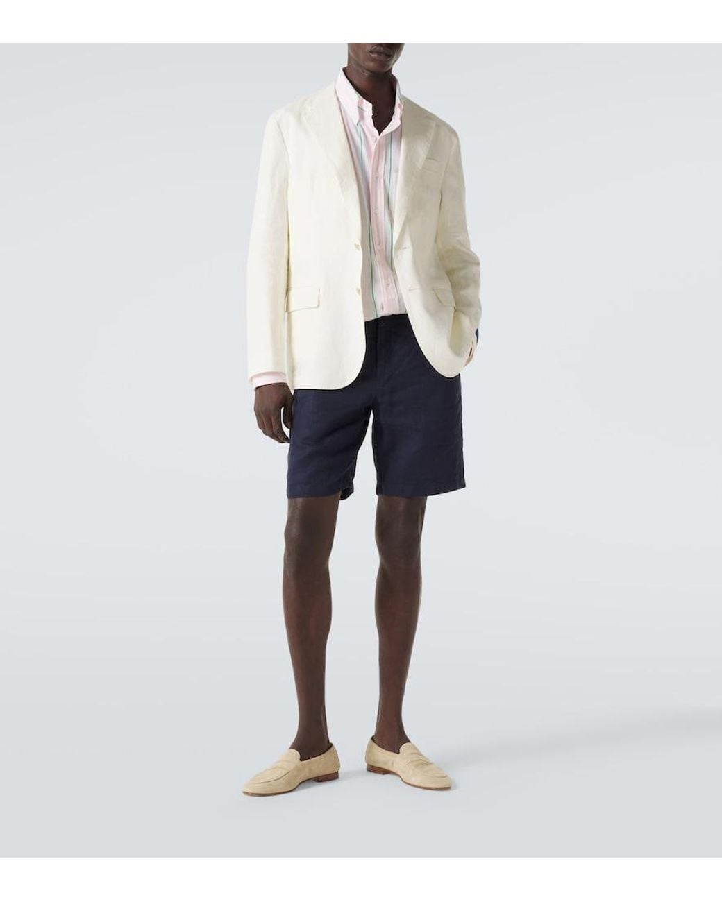 Orlebar Brown Blue Norwich Slim-Fit Linen Shorts for men
