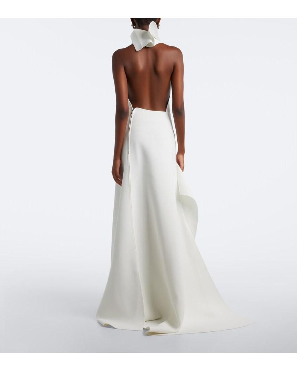 Maticevski White Allude Asymmetric Halterneck Jersey Gown