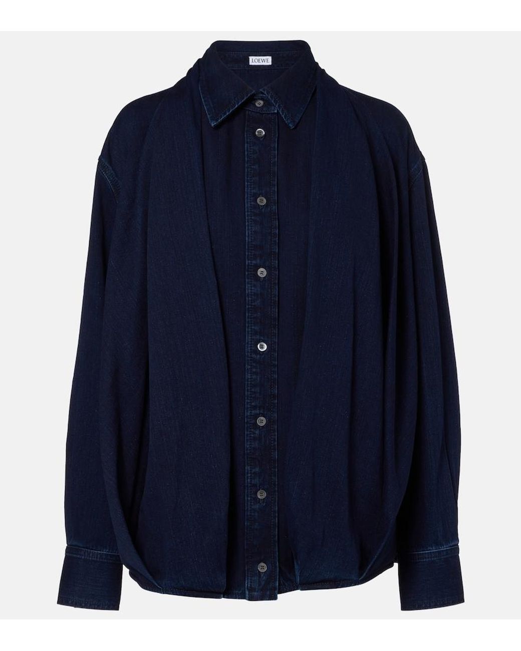 Camisa De Denim Drapeado Loewe de color Blue