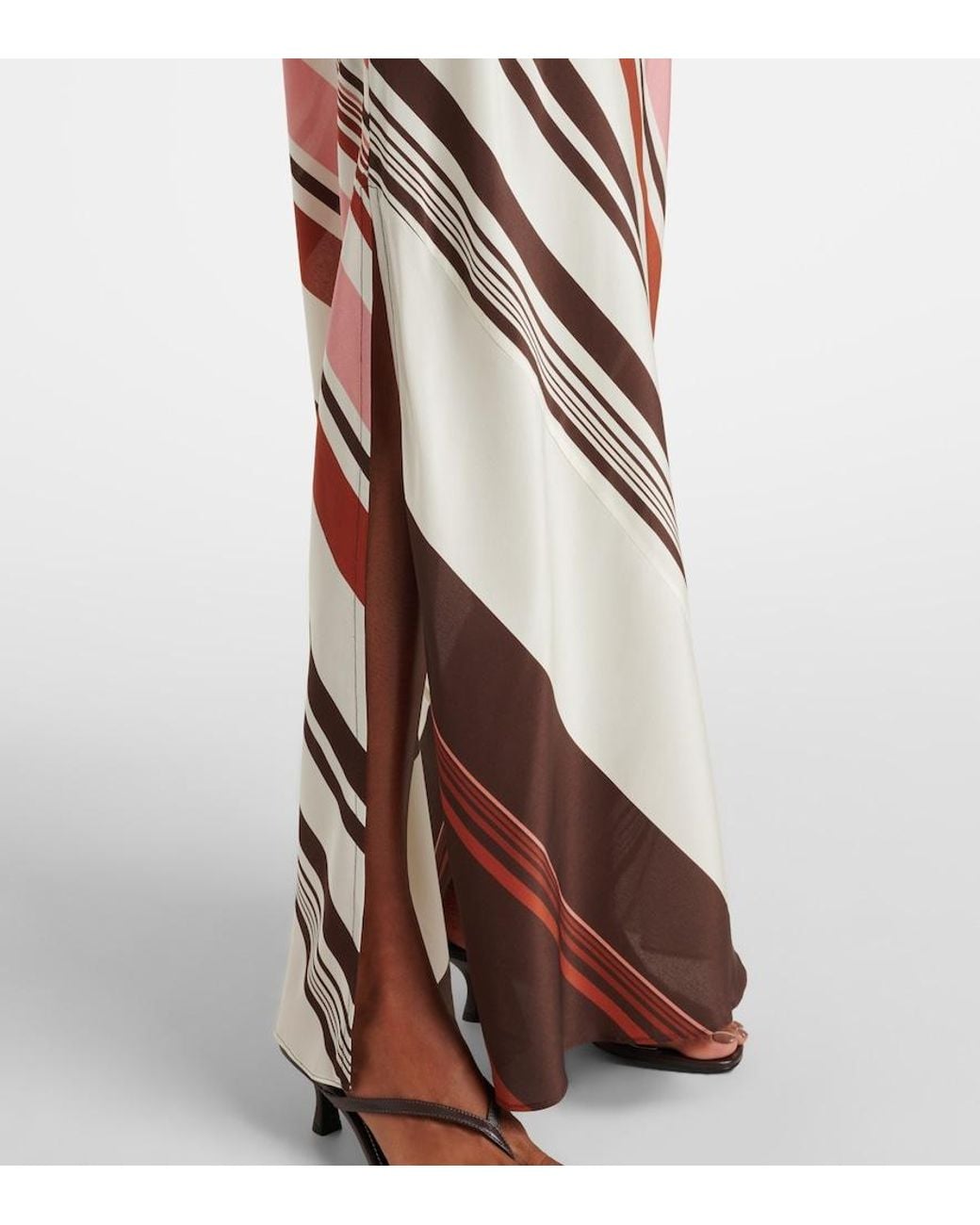 Sir Red Thistle Striped Silk Satin Maxi Dress