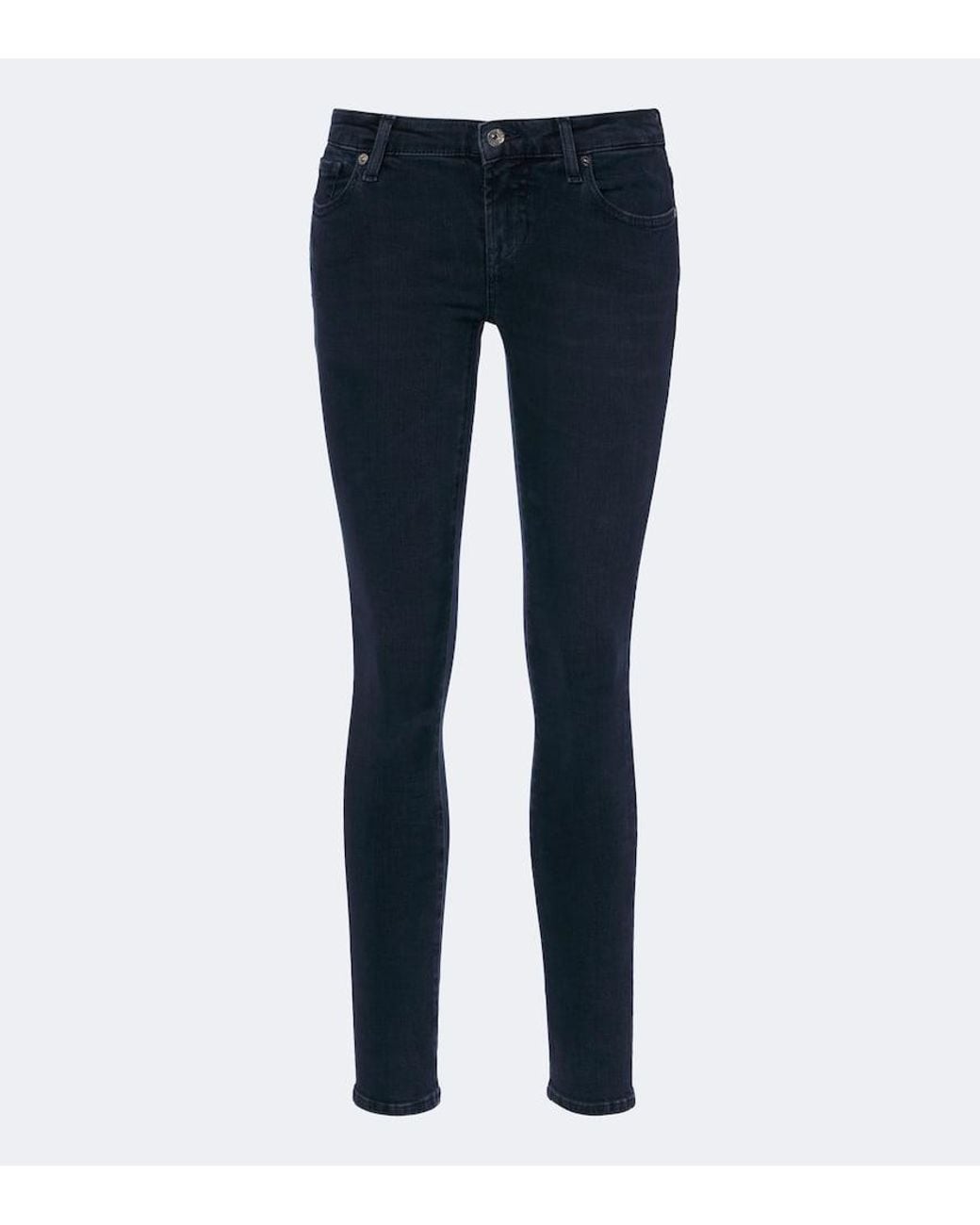 7 For All Mankind Blue Inkstone Low-Rise Skinny Jeans