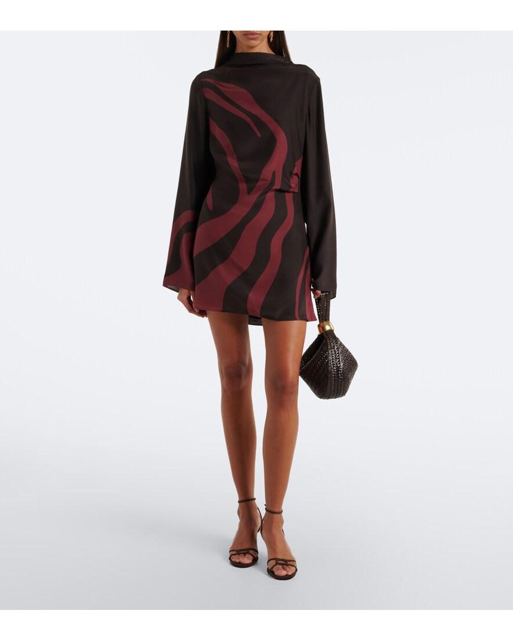 Sir Black Printed Silk Satin Minidress