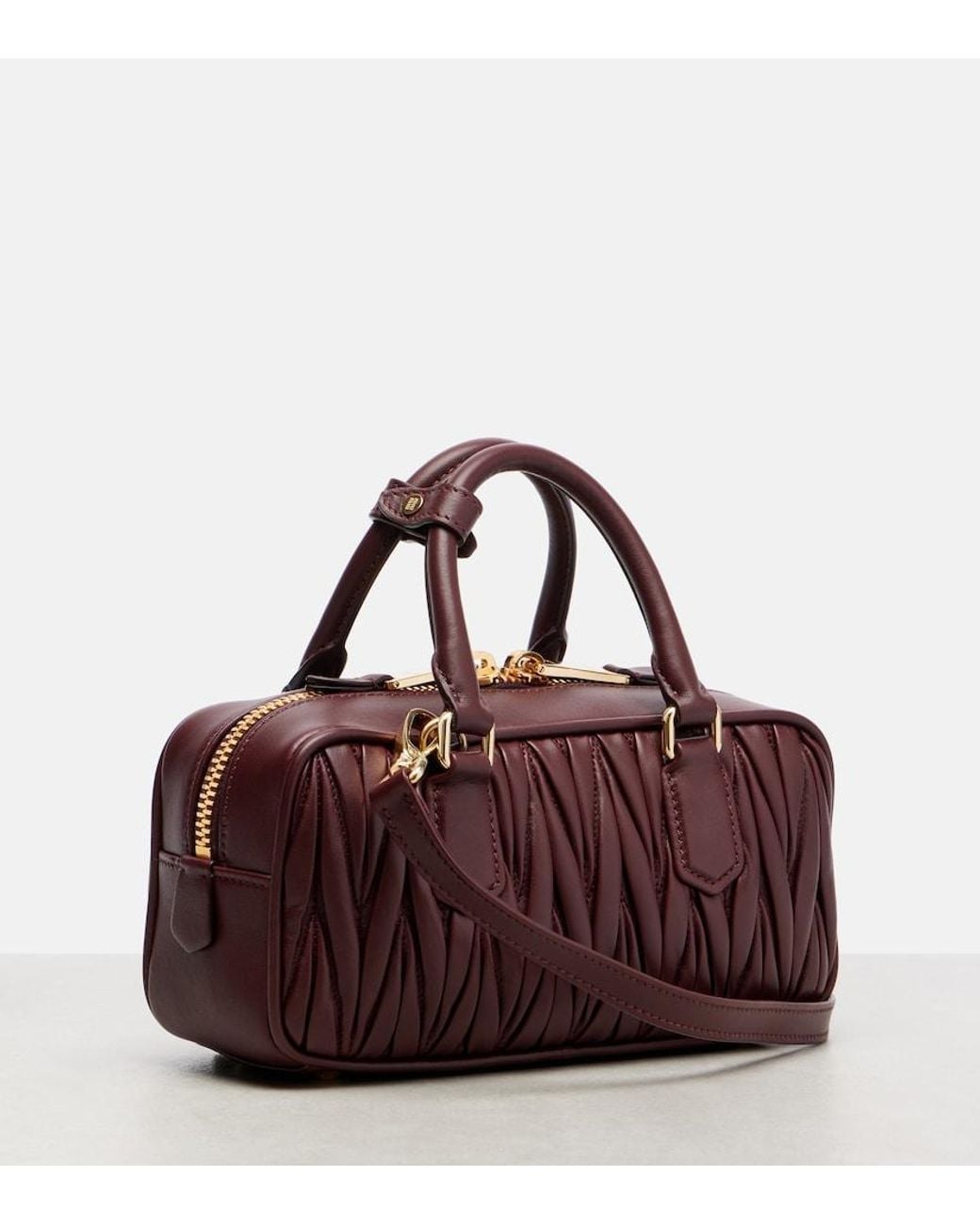 Miu Miu Red Arcadie Matelasse Leather Top-Handle Bag
