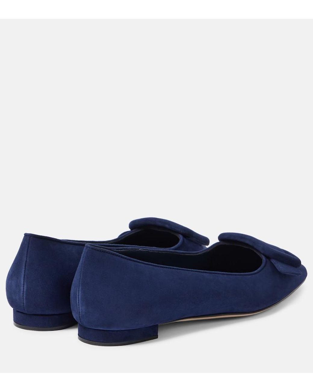 Manolo Blahnik Blue Maysale Suede Ballet Flats