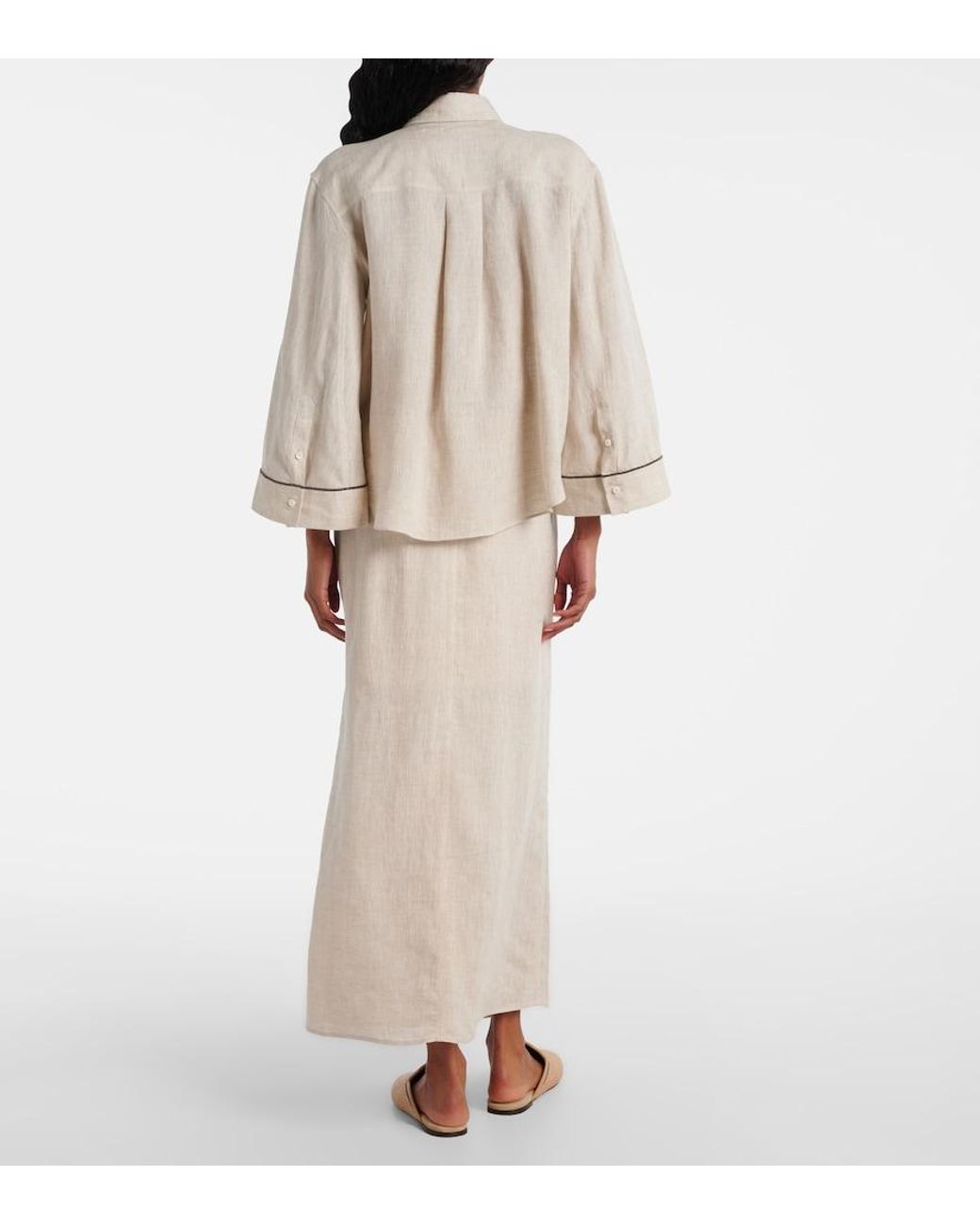Brunello Cucinelli Natural Monili Linen Shirt