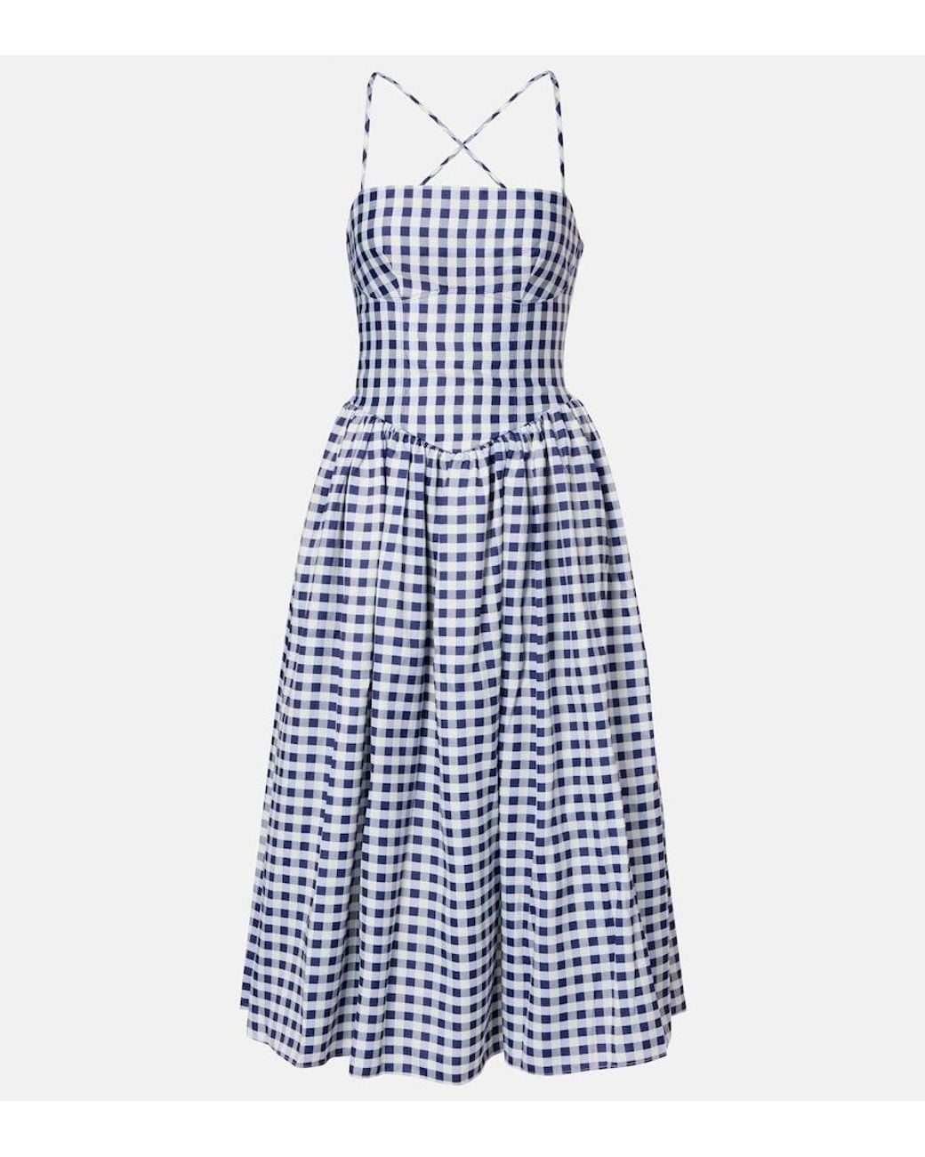 Self-Portrait Blue Gingham Midi Dress