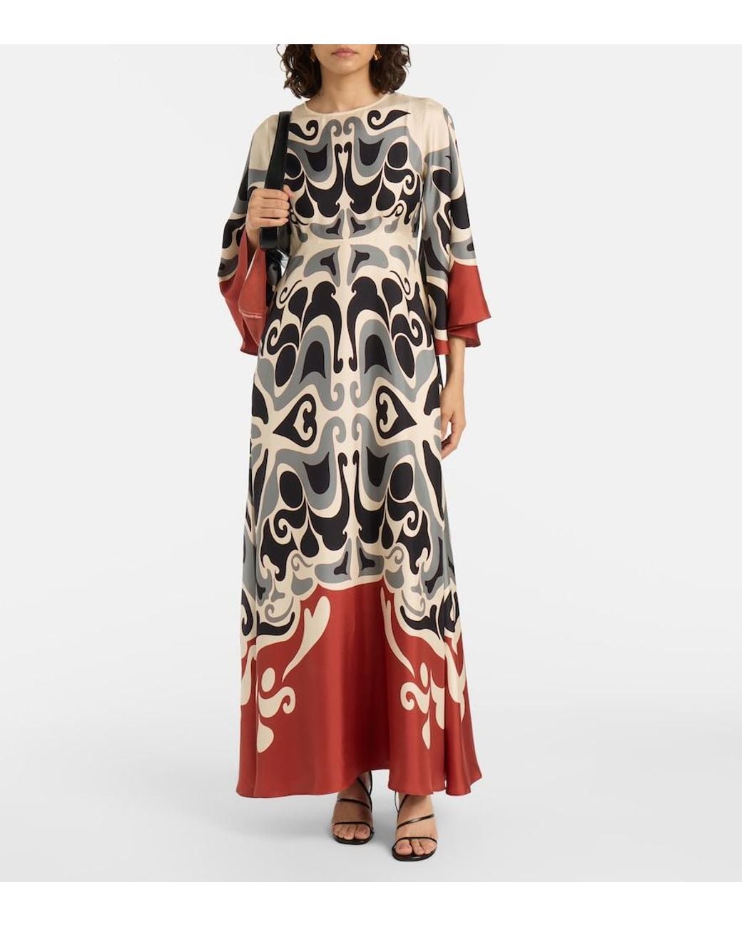 LaDoubleJ Red Phoenix Placee Silk Twill Maxi Dress