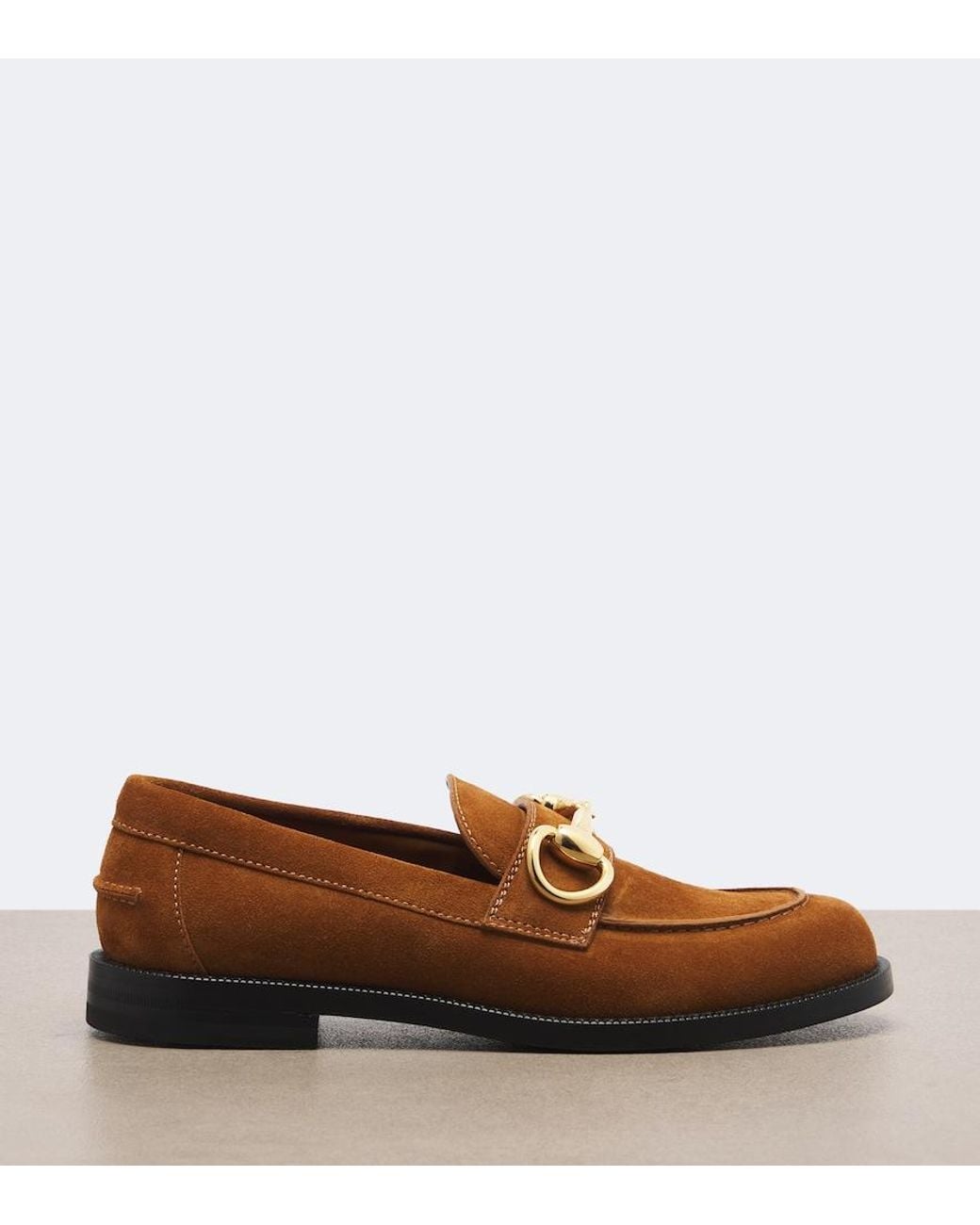 Gucci Brown Boulevard Horsebit Suede Loafers