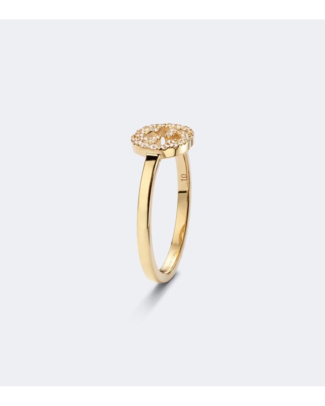 Gucci White Interlocking G 18Kt Ring With Diamonds