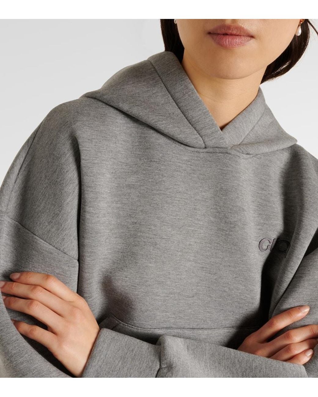 Gucci Gray Logo Jersey Hoodie