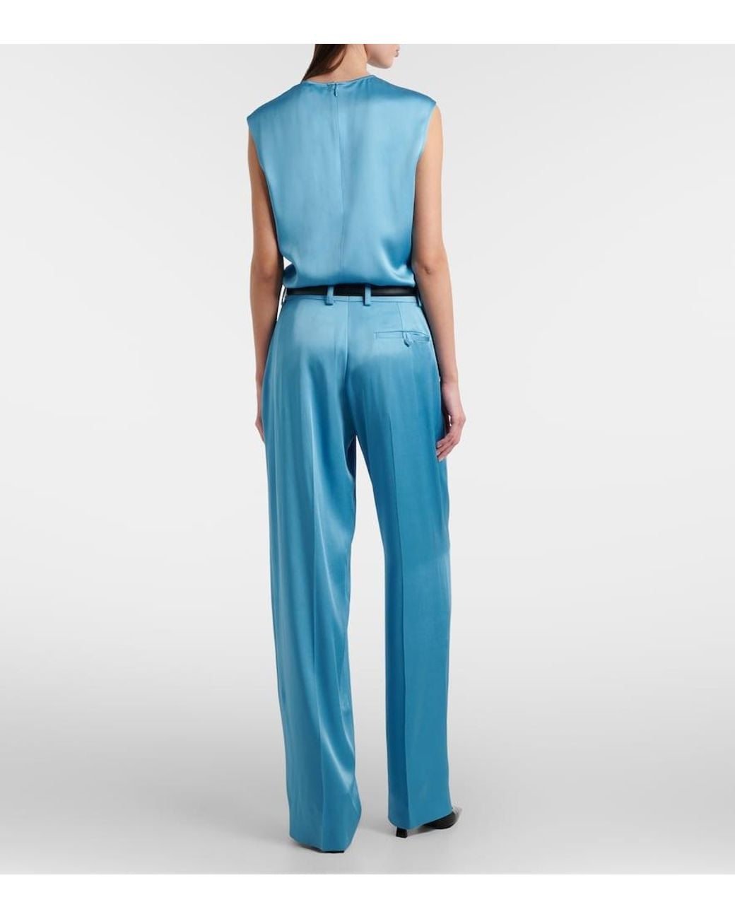 Stella McCartney Blue Satin Wide-Leg Pants