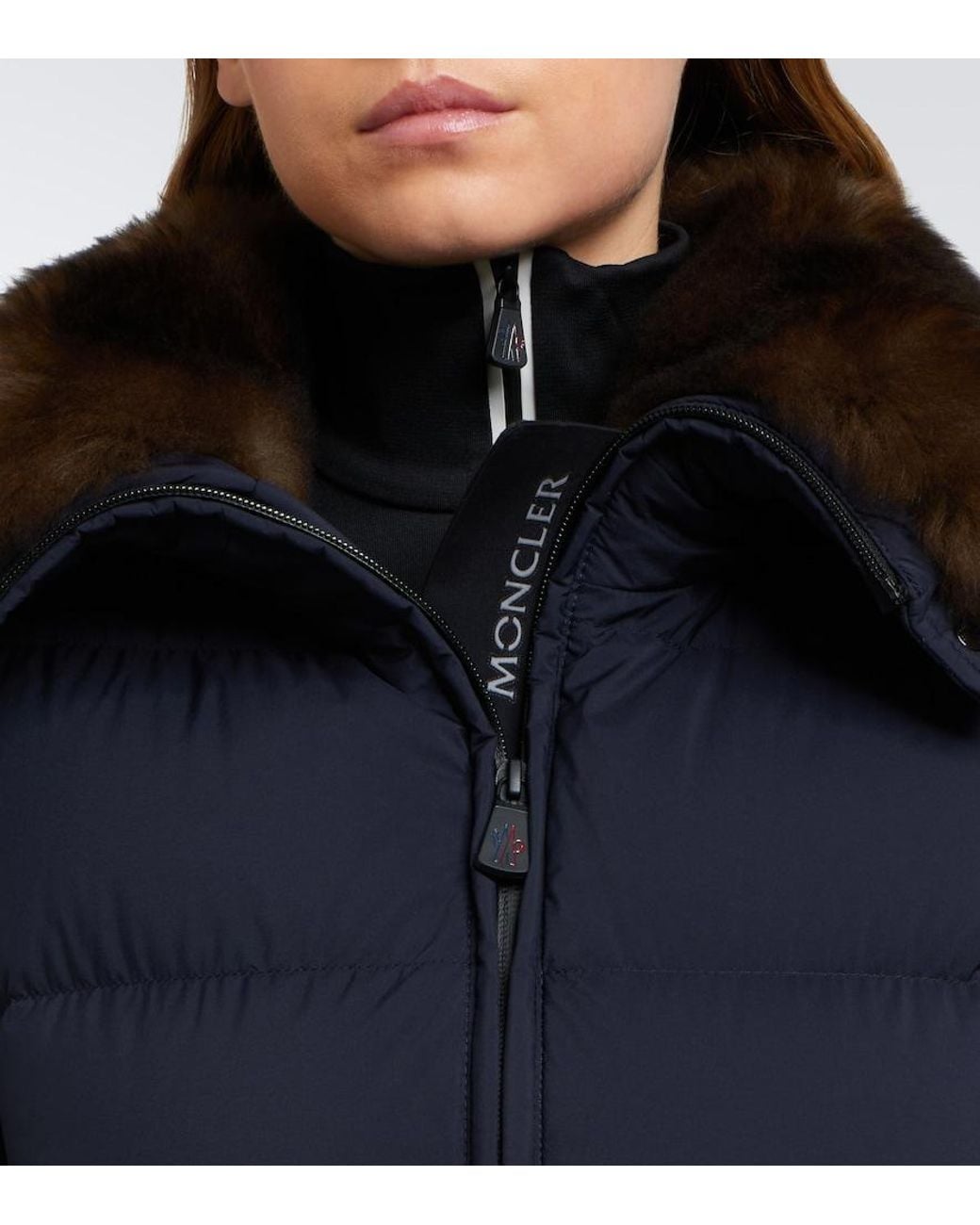 Moncler Blue Arrabas Shearling-Trimmed Ski Jacket
