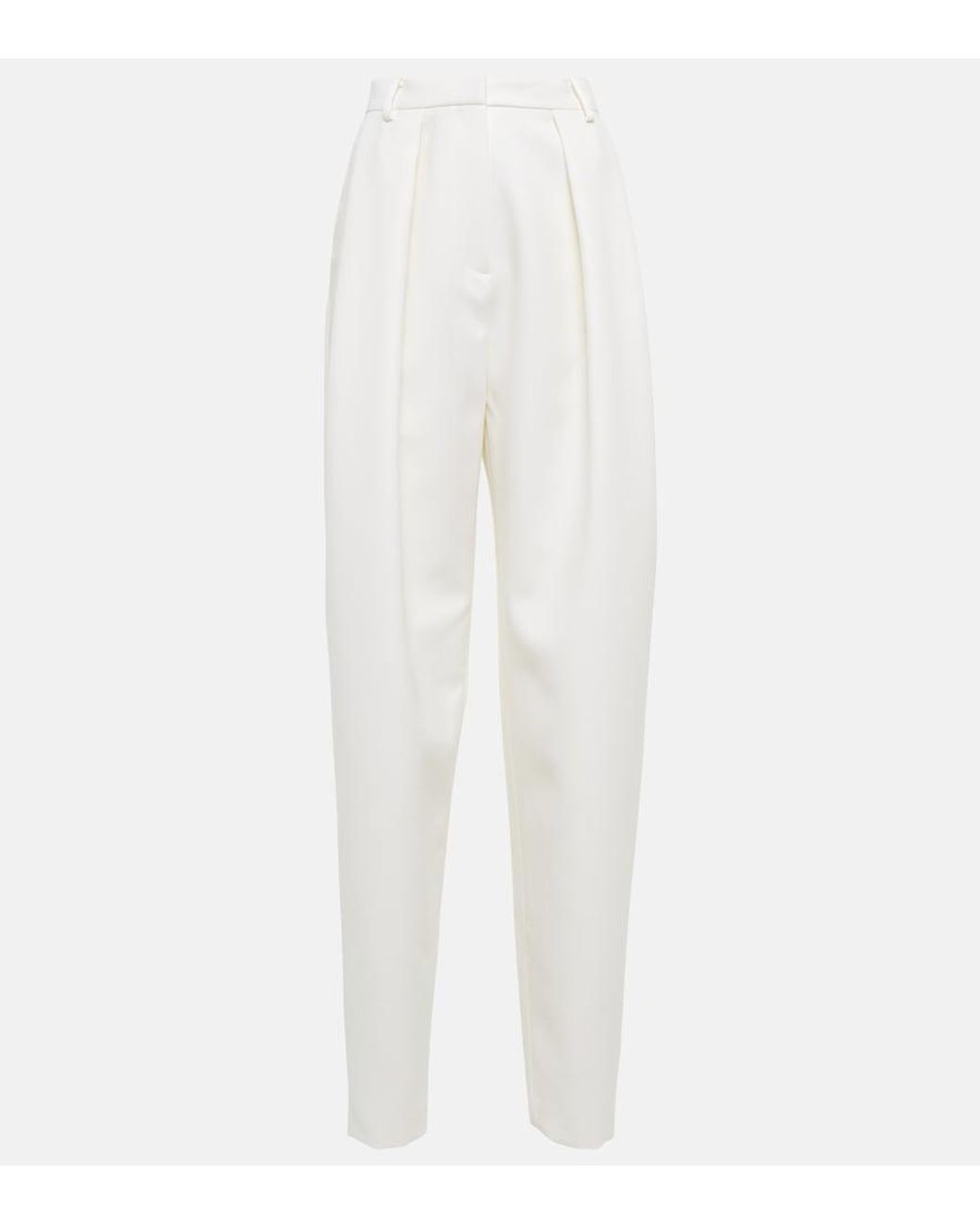 Magda Butrym White Silk And Wool Tapered Pants