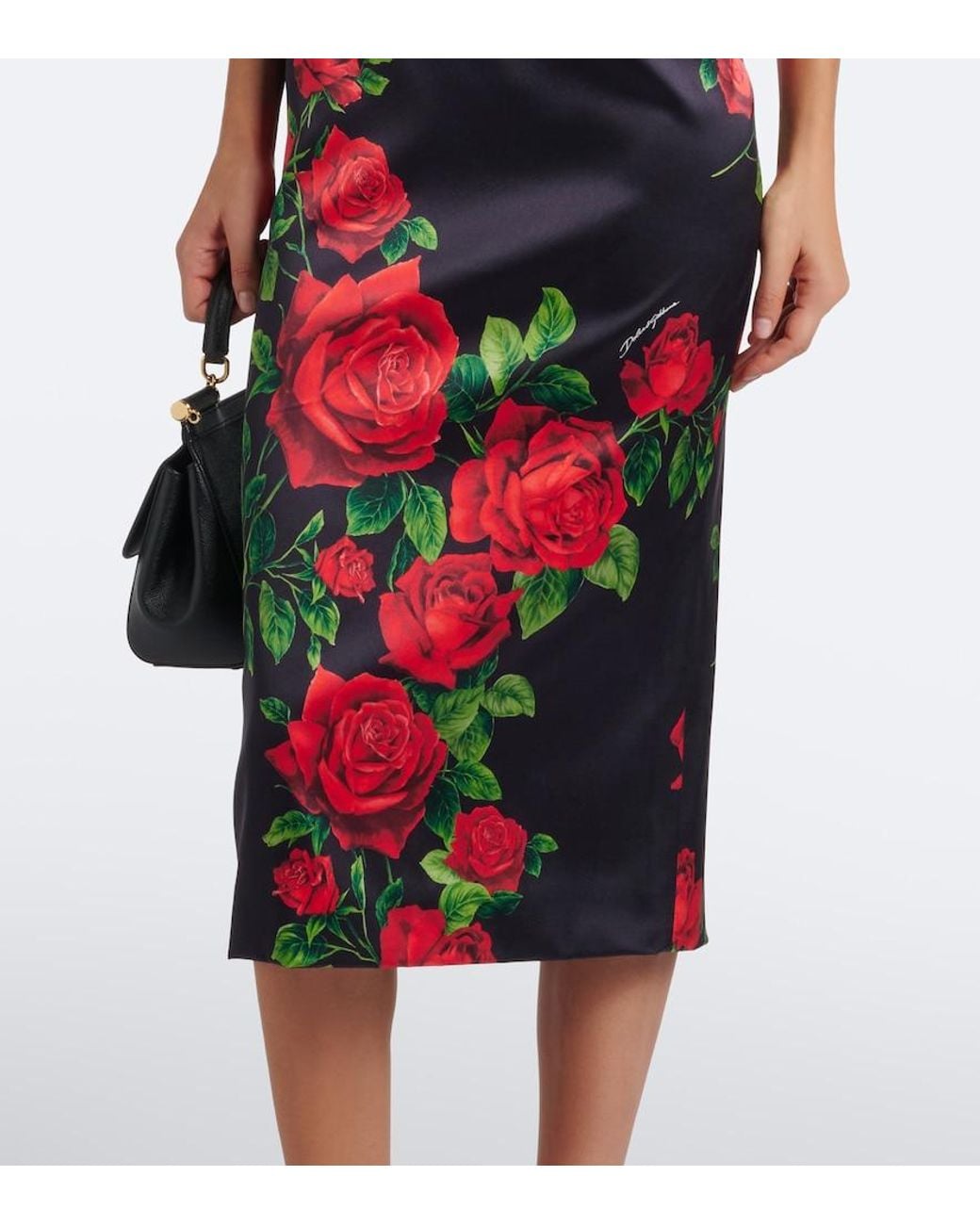 Dolce & Gabbana Red Floral Silk-Blend Bustier Dress