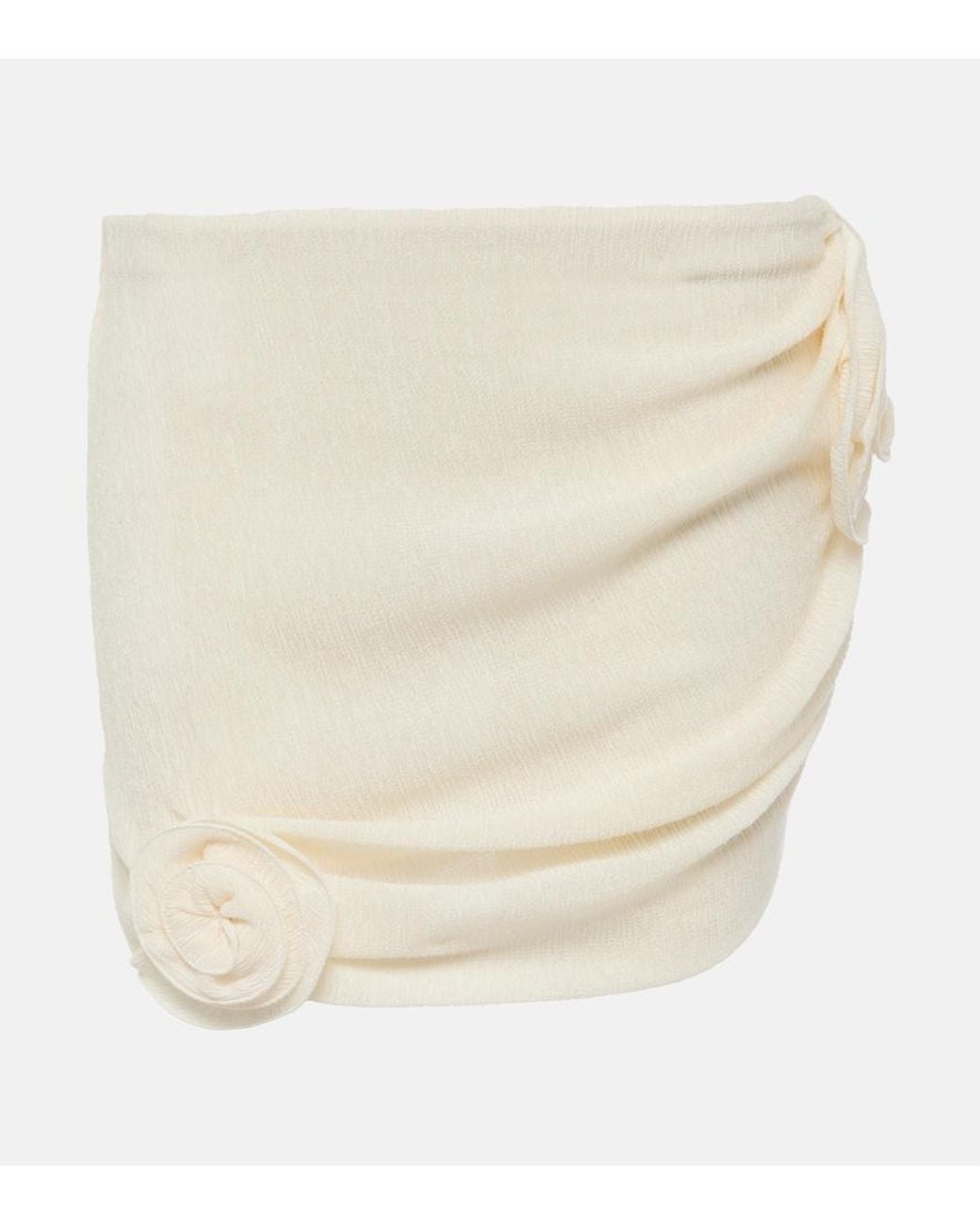 Magda Butrym Natural Floral-Applique Crepe Miniskirt