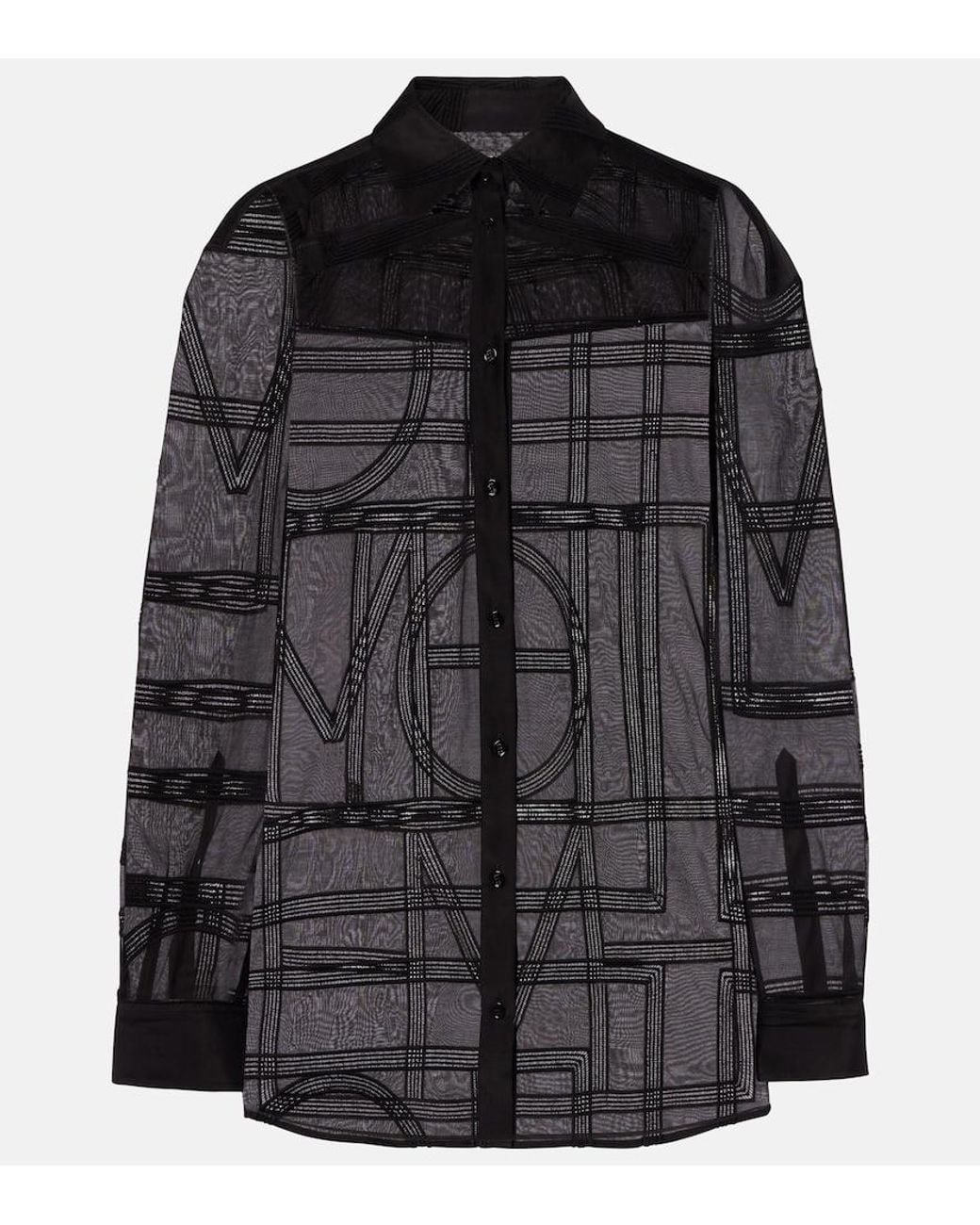 Totême Black Embroidered Cotton And Silk Voile Shirt