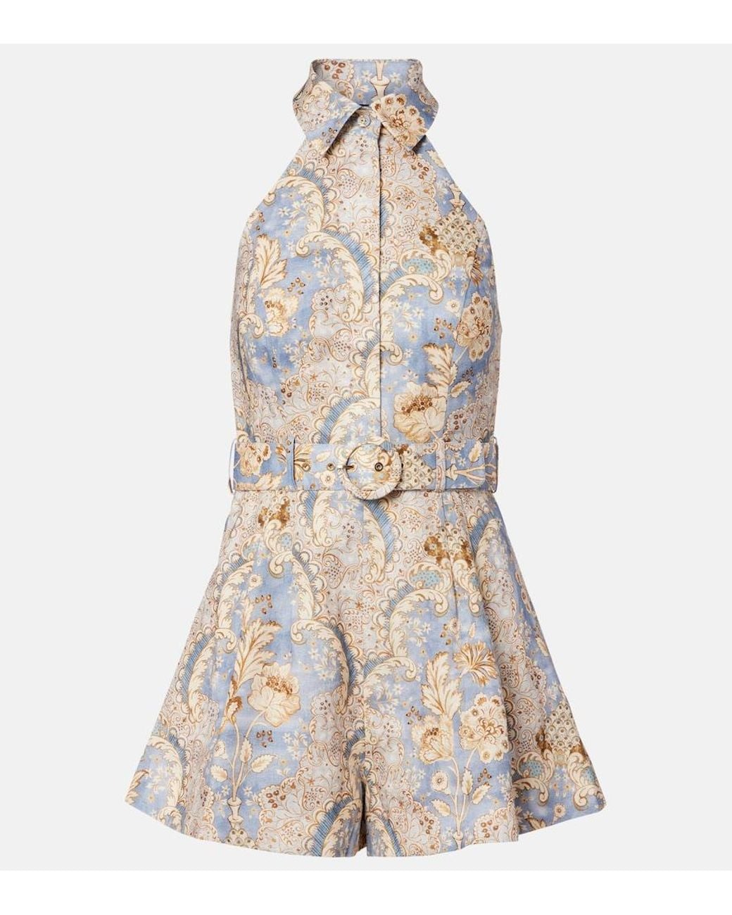 Zimmermann Natural Daylight Printed Linen Romper