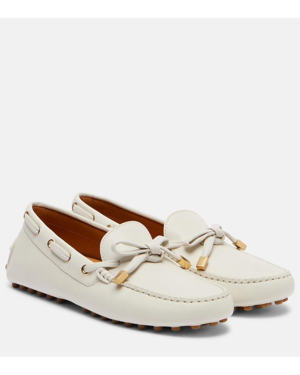 Tod's White Gommino Leather Driving Shoes