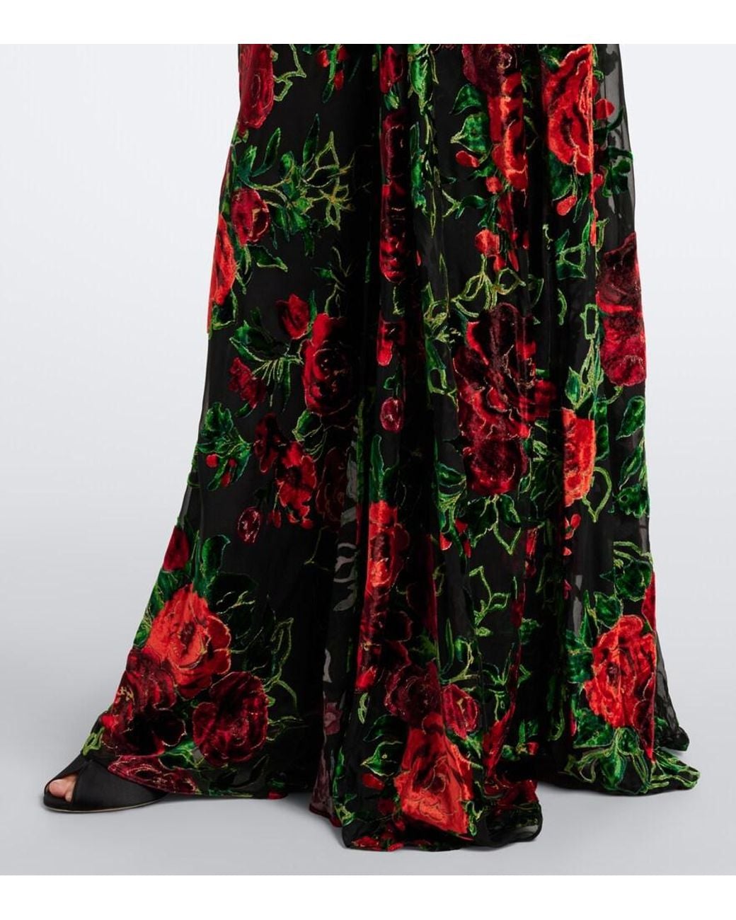 Rodarte Black Floral Devore Velvet Gown