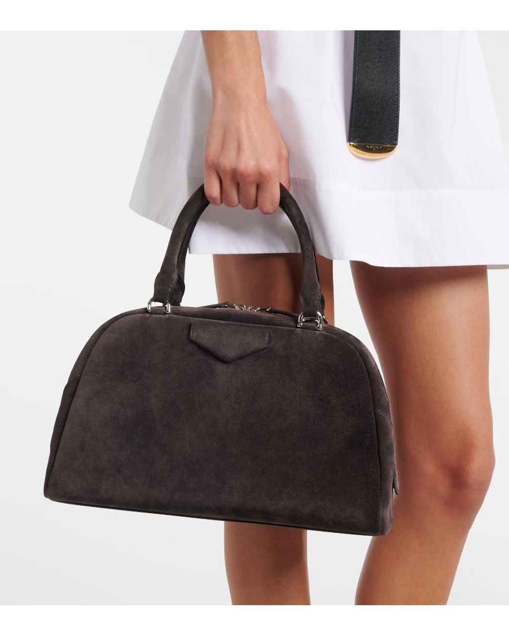 Givenchy Black Antigona East-West Medium Suede Tote Bag