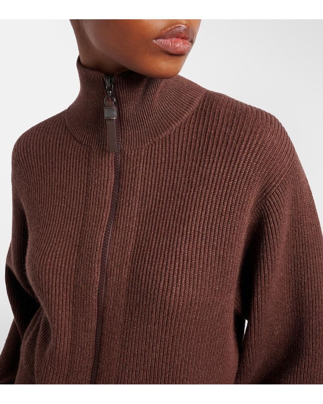 Brunello Cucinelli Brown Monili Cashmere-Blend Sweater