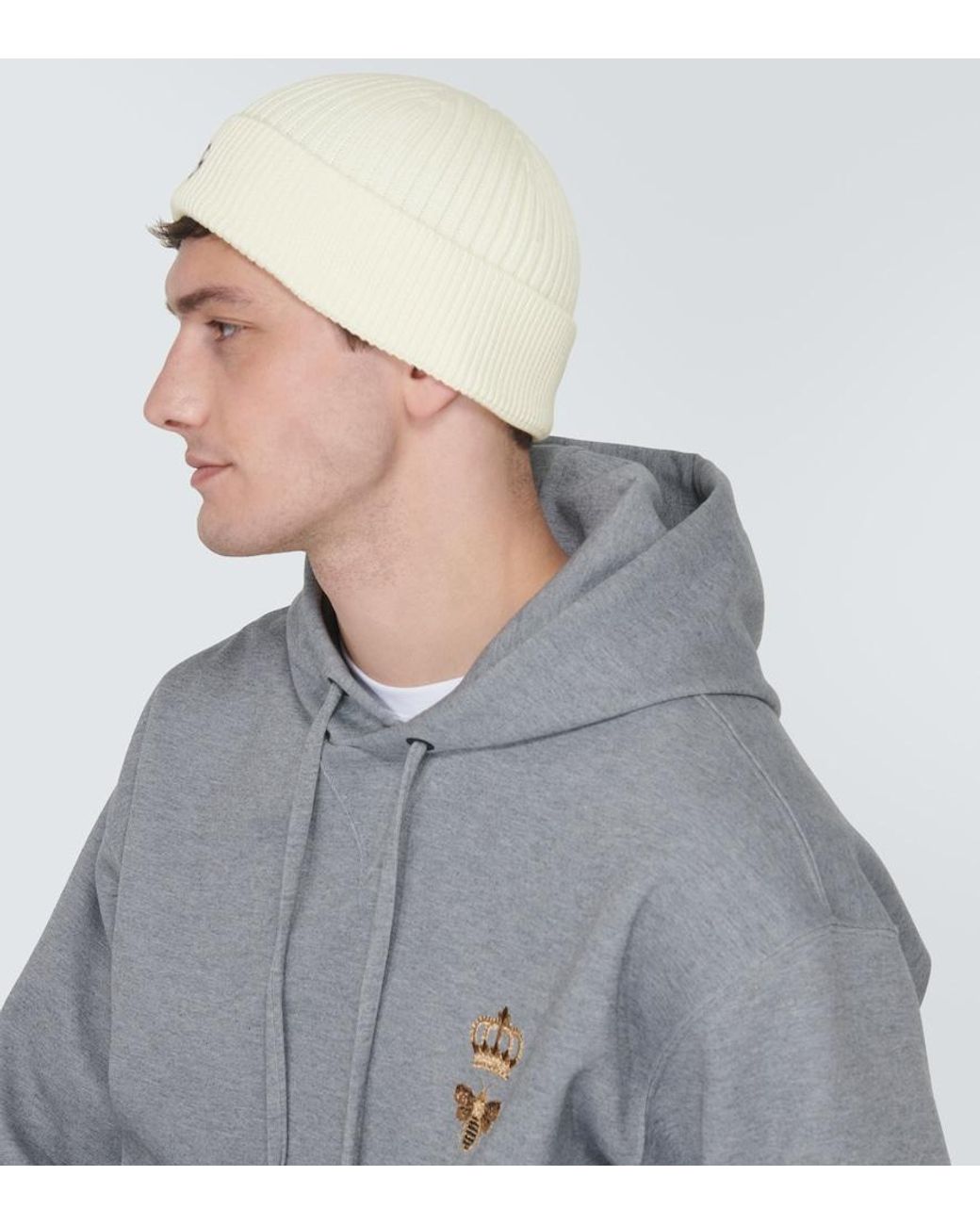 Dolce & Gabbana White Logo Cotton Beanie for men