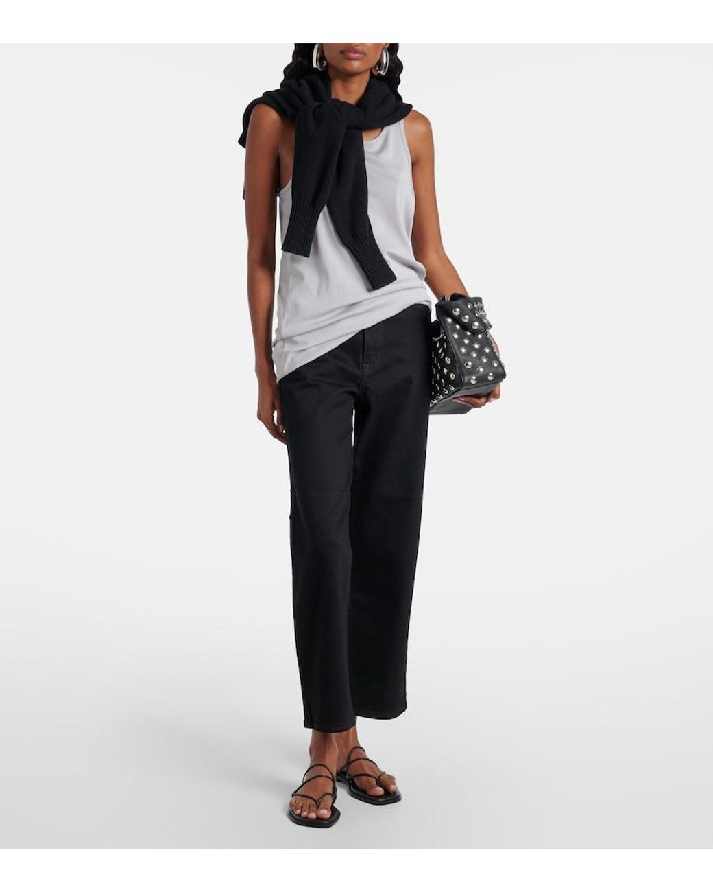 SLVRLAKE Denim Blue London Mid-Rise Cropped Straight Jeans