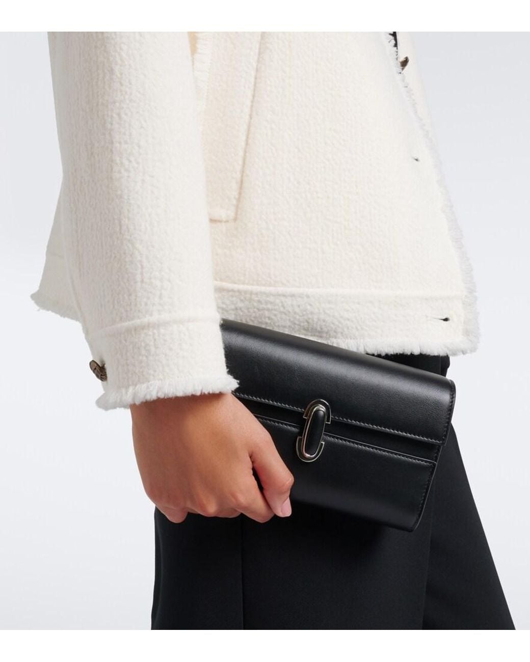 SAVETTE Black Symmetry Mini Leather Clutch