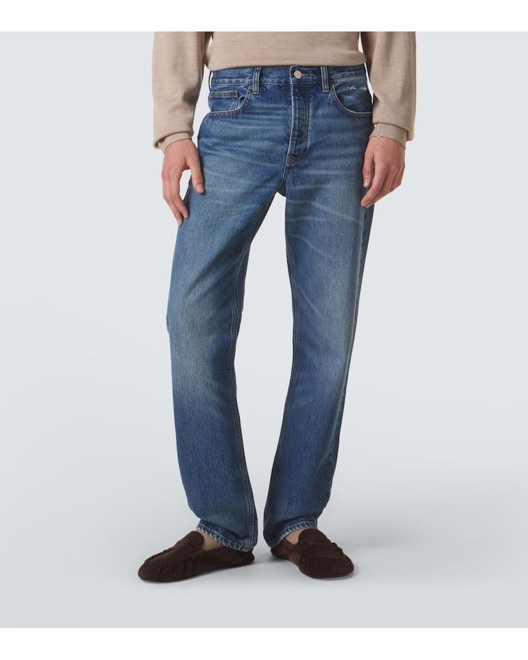 FRAME Blue Mid-Rise Straight Jeans for men