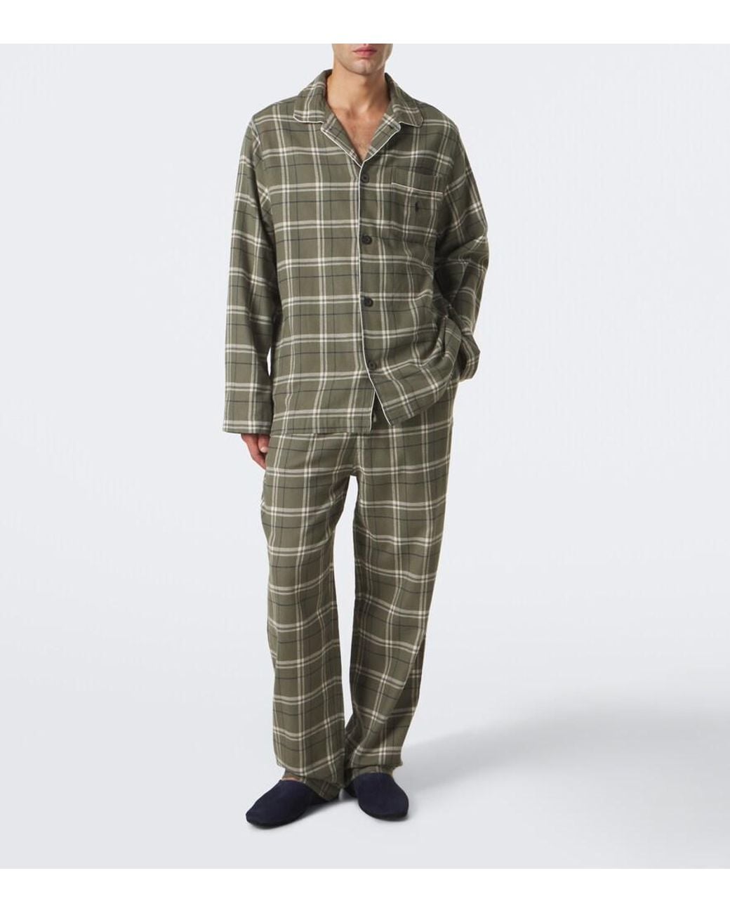 Polo Ralph Lauren Green Checked Cotton Flannel Pajamas for men