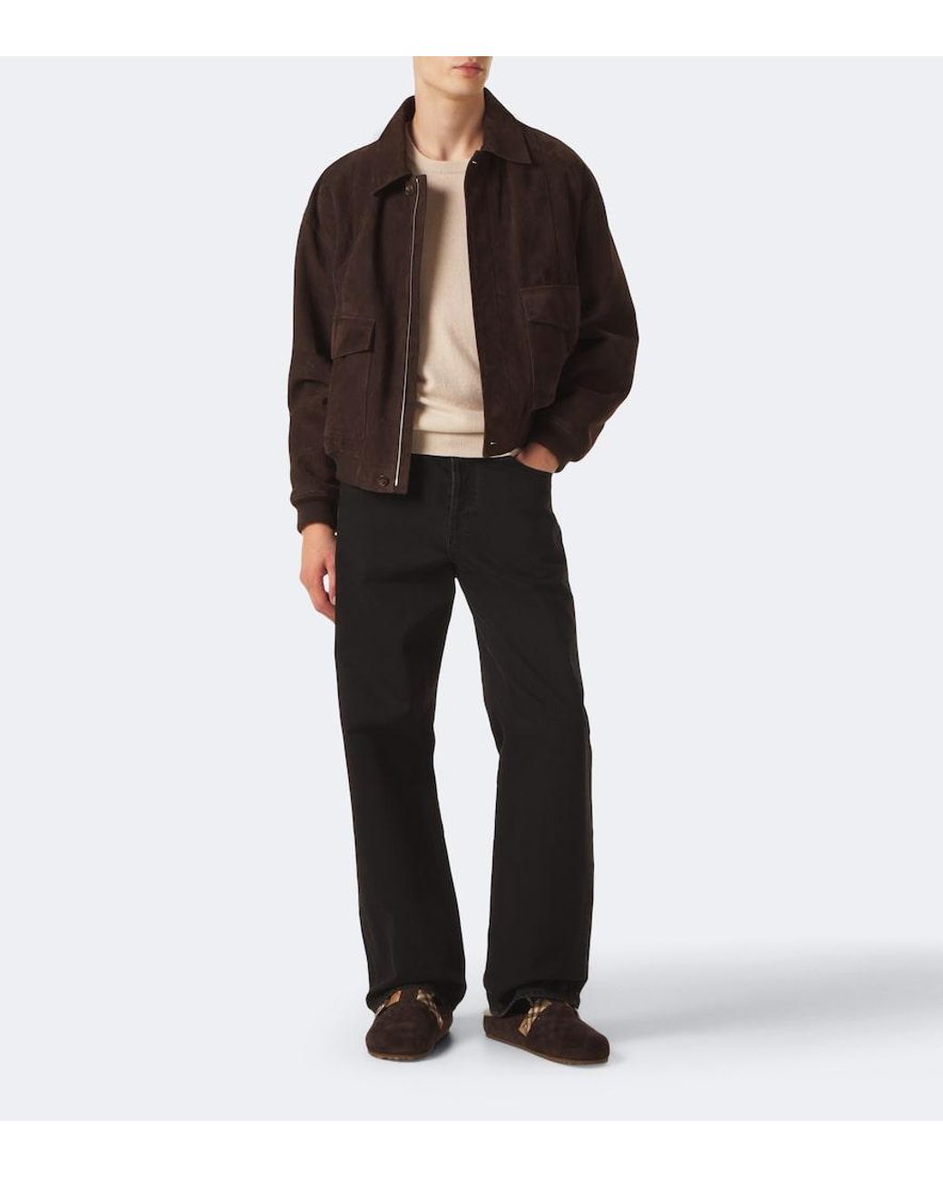 Burberry Brown Urchin Shearling-Lined Suede Clogs for men