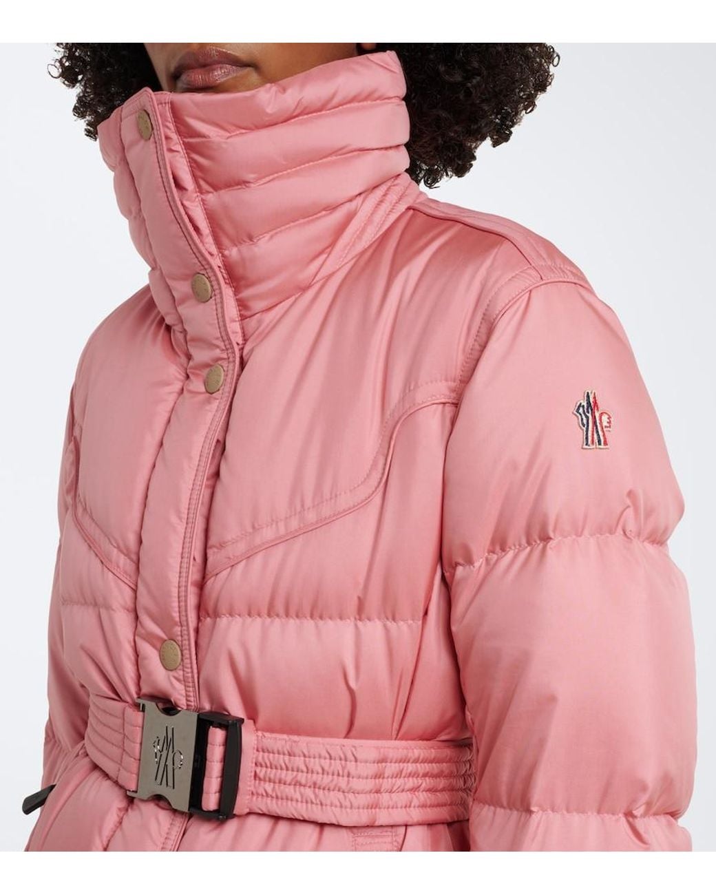 Moncler Pink Karshi Belted Down Ski Jacket