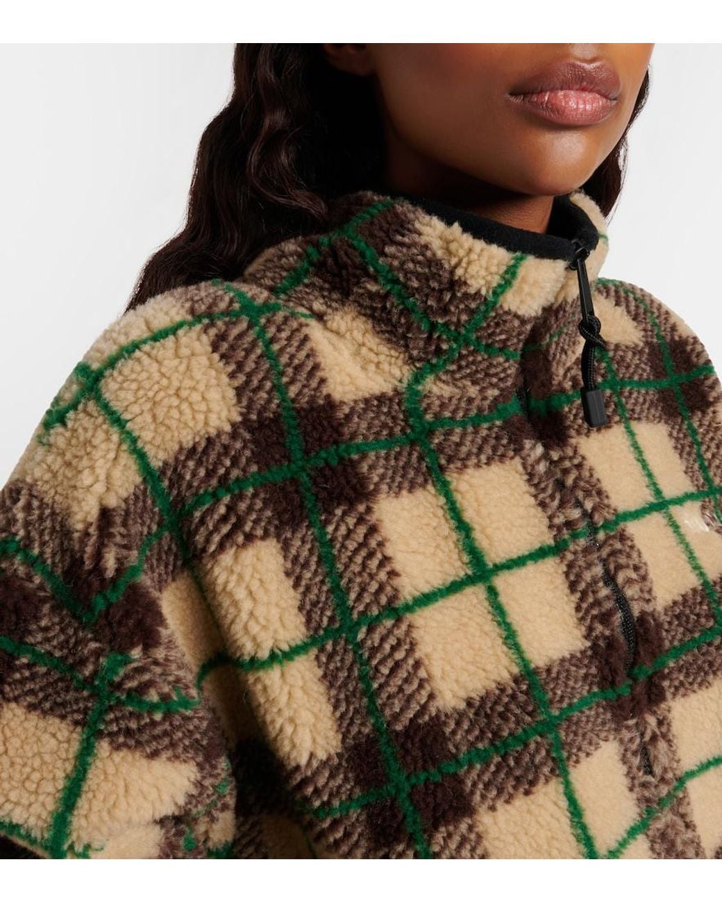 Miu Miu Multicolor Plaid Cropped Fleece Jacket