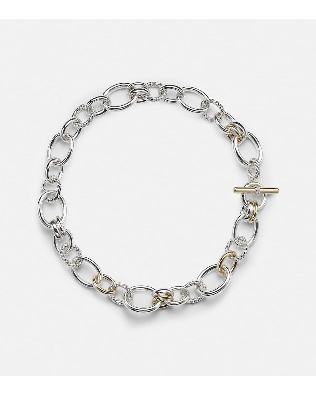 David Yurman Metallic Dy Mercer Sterling And 18Kt Chain Necklace With Diamonds
