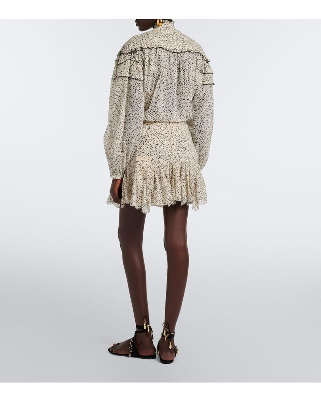 Isabel Marant Natural Daneen Polka-Dot Cotton Voile Miniskirt