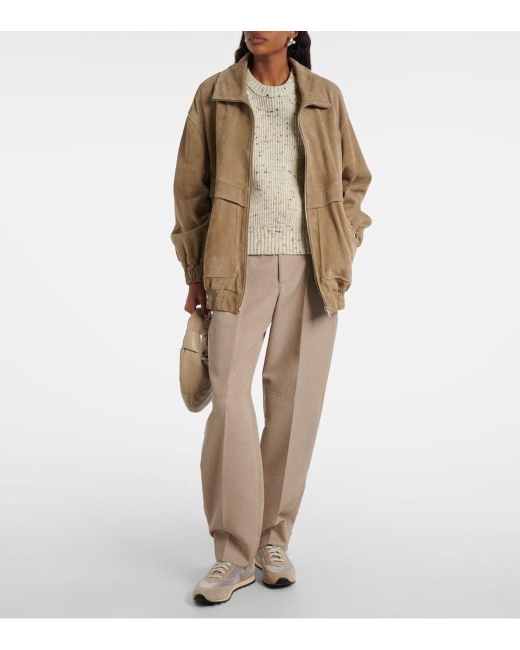Le Monde Beryl White Slim Runner Velvet And Suede Sneakers