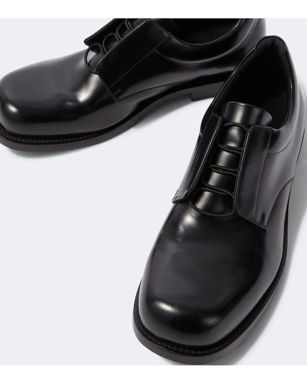 Balenciaga Black Brushed Leather Derby Shoes for men