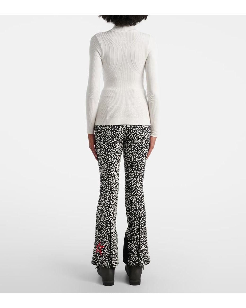 Perfect Moment White Chalet Ribbed-Knit Ski Top
