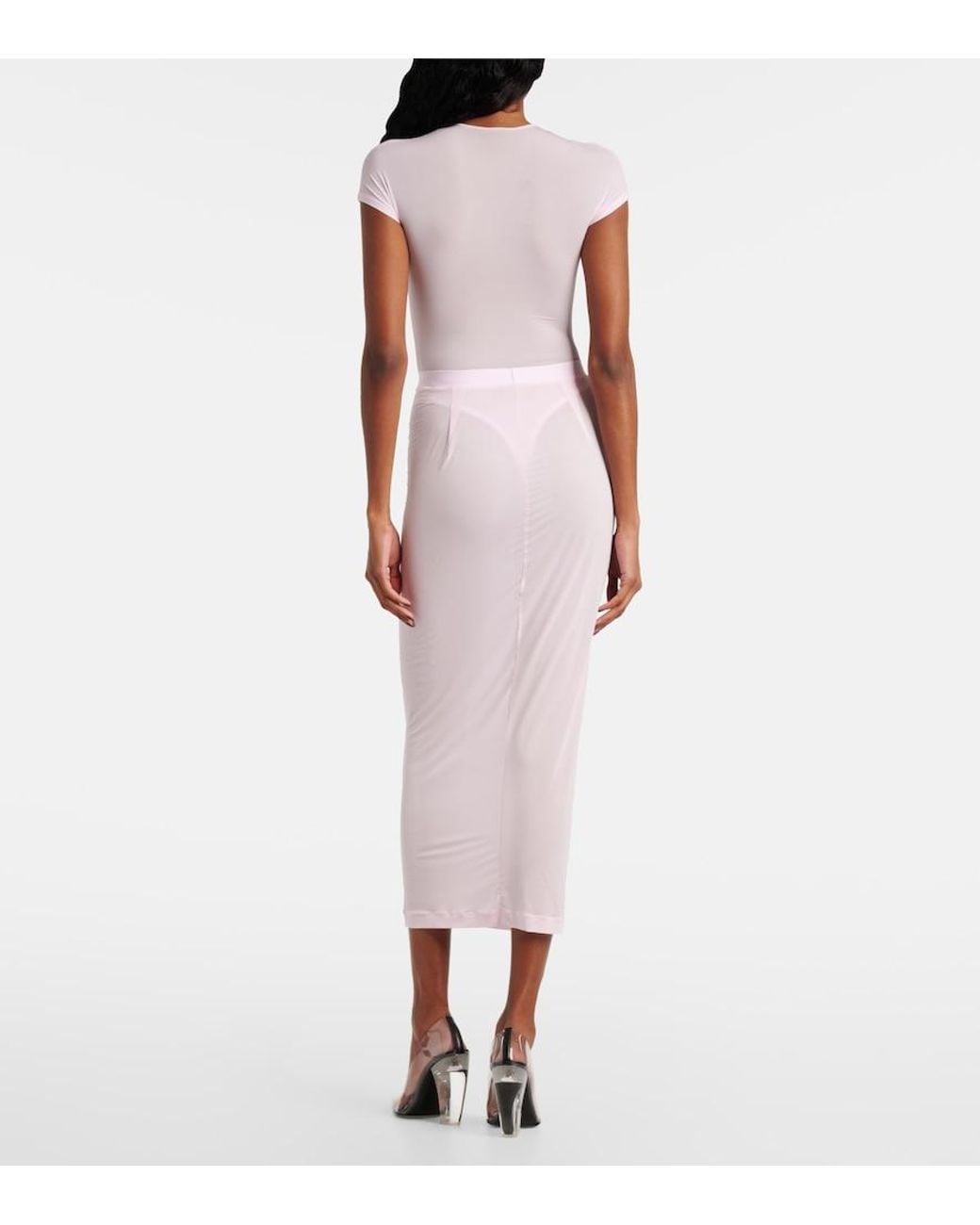 Wardrobe NYC Pink Sheer Technical Bodysuit