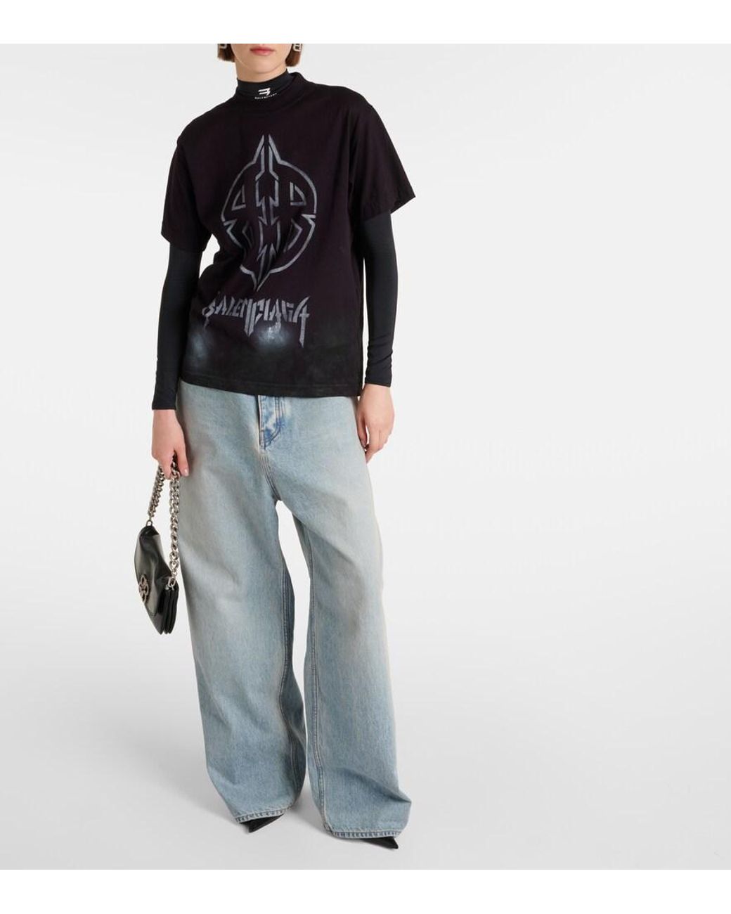 Balenciaga Black Metal Bb Stencil Oversized T-Shirt
