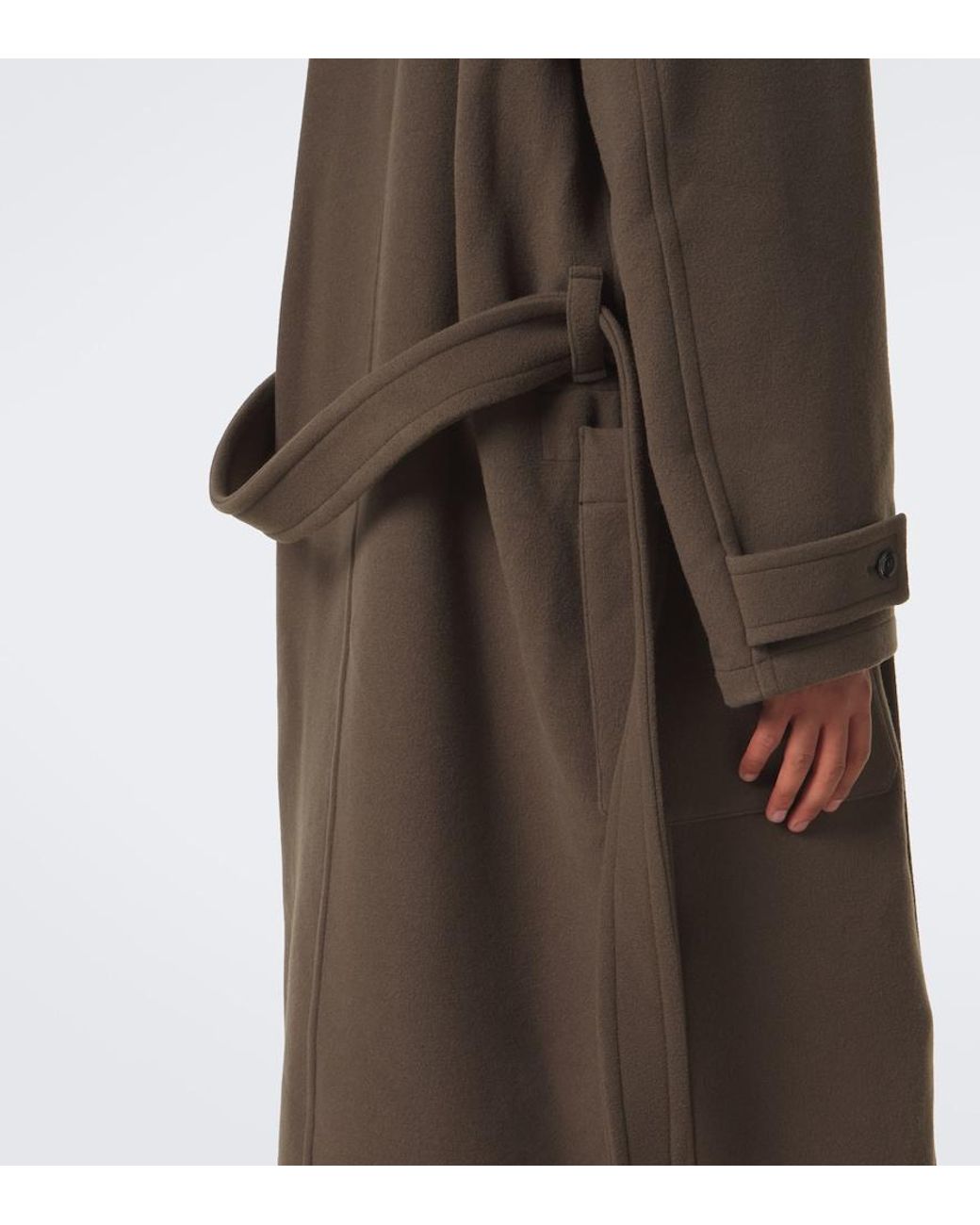 Lemaire Brown Wool Wrap Coat for men